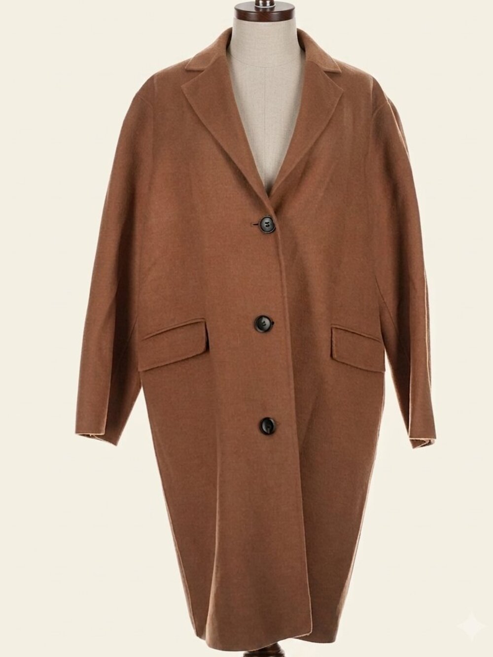 Galeries Lafayette Tan Brown Wool Coat Size S